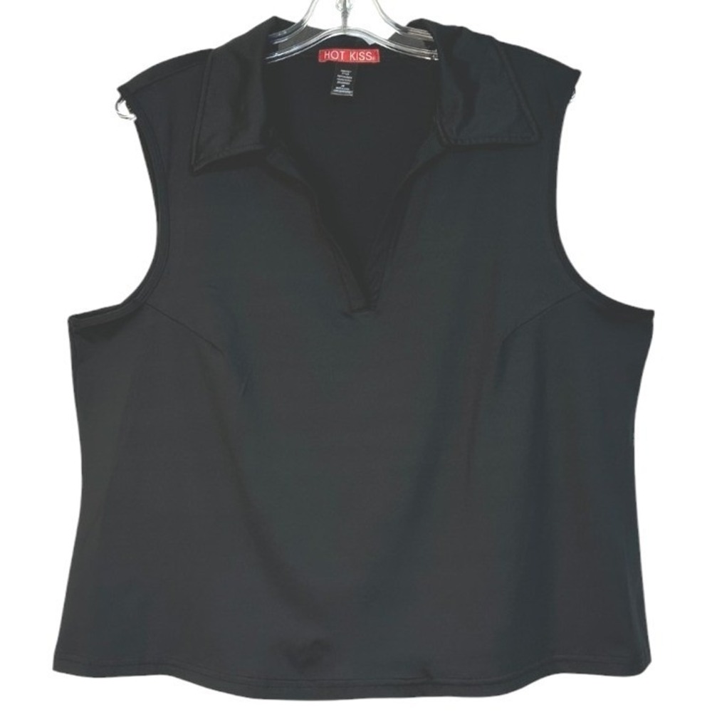 Hot Kiss‎ Sleeveless Polo Top Womens Black Gorpcore Athleisure Golf Tennis 2X